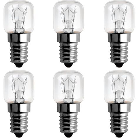 25W 300 Grad E14 Dimmbare Ofenlampe, AC220V-240V, E14 T22 Glühlampe, 120LM Warmweiß 2300K, E14 Kleiner Schraubsockel Pygmy Lampen für Mikrowelle, Ofen, Salzlampe, 6 Stück (1/5)