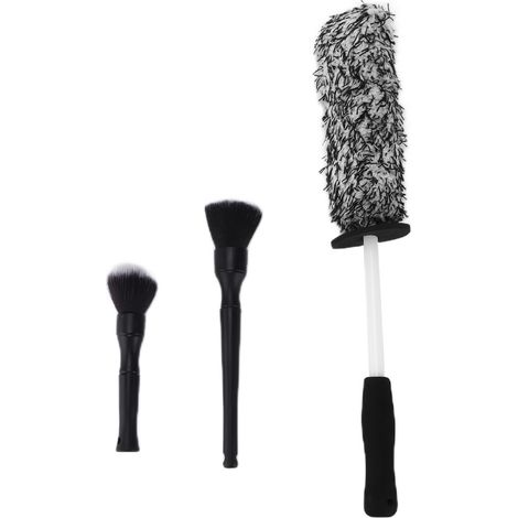 Ensemble de 3 brosses détail pour le nettoyage des moyeux roue et badges tableau bord automobile (1/5)