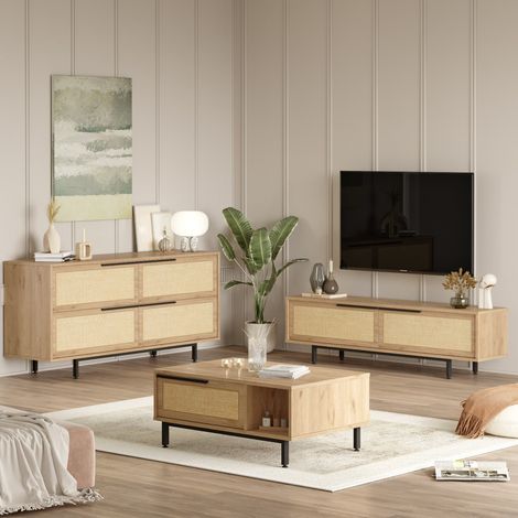 Ensemble de meubles de salon Odolo, modulable, 8 étagères, 7 portes, beige (1/4)