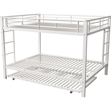 Litera infantil de metal 140 x 200 cm blanca con cama nido, sin colchón (1/5)