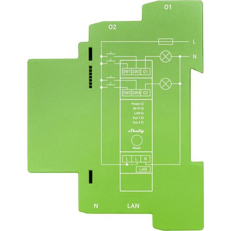 Shelly Pro Dimmer 2PM: Dimmer intelligente a 2 canali con monitoraggio delle prestazioni, compatibile Wi-Fi e Bluetooth, per rail DIN, supporta luci LED e alogene, controllo tramite app iOS e Android, (1/3)