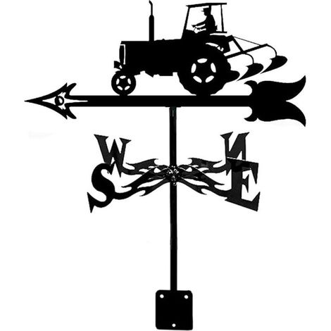 Girouette du Vent Silhouette De Tracteur Acier Inoxydable Durable Orientation du Vent Indicateur Outils De Mesure pour Toit Fermier Décoration De Jardin Noir (1/3)