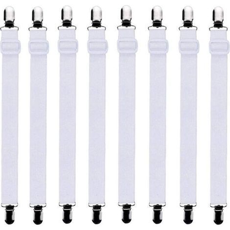 Spannbettlaken-Spannsystem – Verstellbar – 8-teilig – Weiß – 60 cm bis 200 cm (1/5)