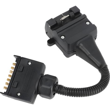 Adaptateur pour remorque : fiche mâle plate 7 broches vers prise femelle plate 12 broches, connecteur pour caravane (1/5)