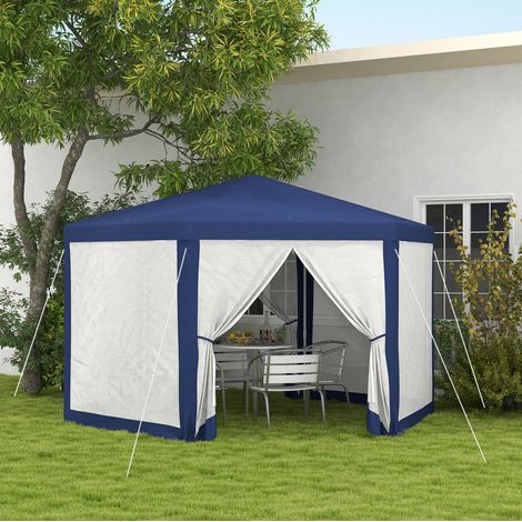 Gazebo da giardino esagonale con zanzariera 394x341 cm OKMYHOME
