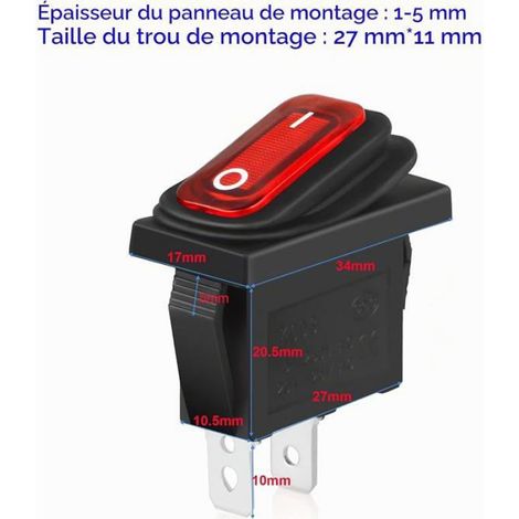 8. Pack de 5 et 5 interrupteurs ronds à bascule précablés 12V pour voiture, finition noire destiné aux éq INTERRUPTEUR ELECTRONIQUE (1/5)