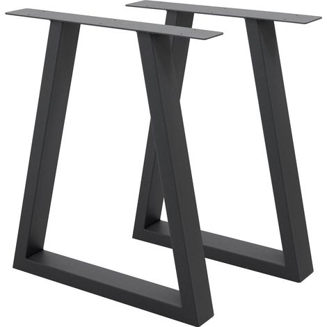Ecd Germany – Pieds de table trapézoïdaux en acier revêtu de poudre – Lot de 2 – Dimensions 60 x 72 cm – Design industriel – Avec protections de sol