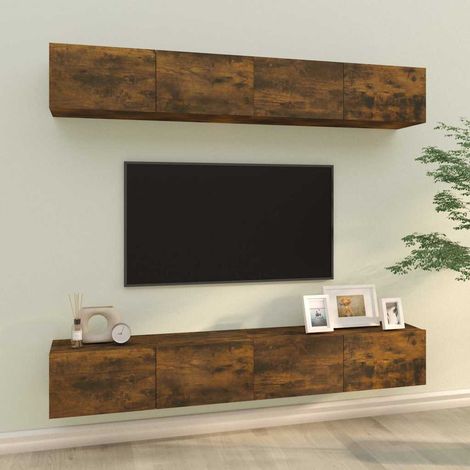 vidaXL Meubles TV muraux 4 pcs chêne fumé 100x30x30 cm (1/5)