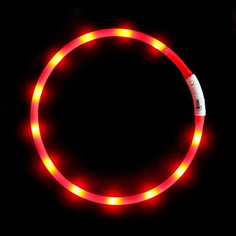 Collar para perro con luz LED, recargable por USB, con 3 modos de luz intermitente, resistente al agua, de silicona suave, apto para cualquier talla (rojo) (1/5)