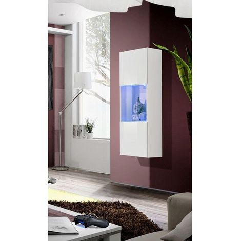 Vitrine murale à suspendre - Fly - 40 cm x 126 cm x 29 cm - Blanc - Livraison gratuite