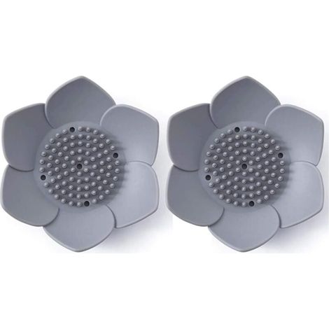 Lot de 2 porte-savon en silicone motif fleurs japonaises(gris) (1/4)