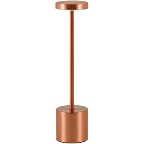 Lampe De Table Sans Fil Rechargeable USB Tactile Dimmable 3 Couleurs Veilleuse LED En Métal Lampes De Bureau D'intérieur For Table À Manger Restaurant Bar Chambre Salle De Bain(Rose Golden) (1/4)