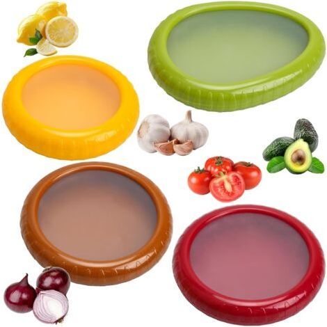 Muntra-Lot de 4 économiseurs de fruits et légumes, boîtes de rangement pour fruits, réutilisables, hermétiques, conservation à long terme pour légumes/citron/tomate/avocat (1/5)