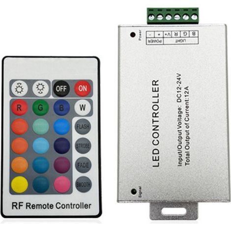 24-Tasten-Funkfernbedienung mit Aluminiumgehäuse und RGB-LED-Streifen