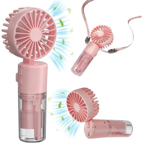 Ventilatore portatile AVEKI con nebulizzatore - Ricaricabile - 4 velocità del vento - Folle - Rosa (1/5)