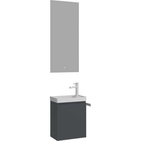 Waschtisch-Set mit Spiegel (2-teilig) "Ferla 40" – 40 x 22 x 50 cm – Anthrazit matt (1/3)