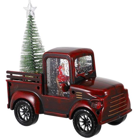 Décoration de bureau en forme de tracteur, décoration de Noël, lanterne décorative, lampe de table boule de neige à piles, décoration de bureau de Noël (1/4)