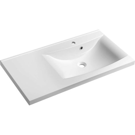 Sapho Lucia - Lavabo 90x48 cm, mármol fundido, blanco, derecho 50094 (1/5)