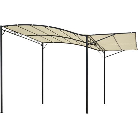 Pavillon de jardin avec toiture rabattable et protection UV en acier et polyester crème et noir 3 x 2,5 m (1/5)