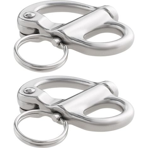 Lot de 2 Mousquetons Fixes de 52 mm en Acier Inoxydable 316 à Dégagement Rapide pour Bateaux Camions Fourgonnettes Caravanes Remorques (1/5)