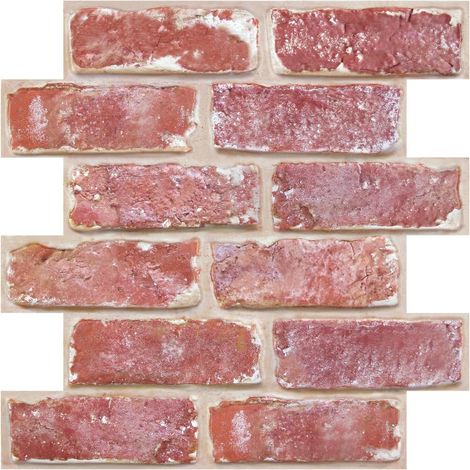 Panneaux Muraux 3D Adhesif Brique, 10 Pièces, 30x30 cm, PVC Autoadhésif Panneaux Muraux 3D Pierre Décoration Pour Cuisine, Salle de Bains, Balcon, Rouge clair (1/5)