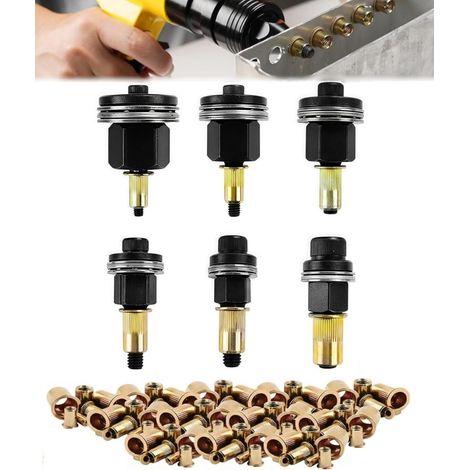 186PCS Hand Rivet Head Nuts, Manual Riveter for Crimp Nut, Pneumatic Riveter Chuck Kit, Riveter Nut Set for Rivets M3 M4 M5 M6 M8 M10 (1/5)