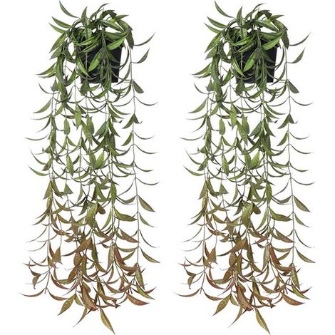 Plantas artificiales colgantes,Paquete de 2 plantas artificiales en maceta para interiores,Decoración de hiedra artificial verde (1/5)