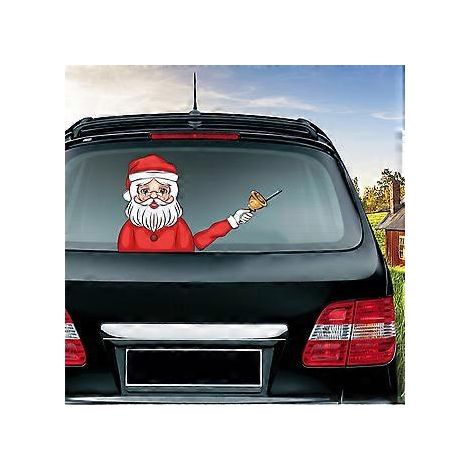 Aufkleber für Heckscheibenwischer, Weihnachtsschneemann winkt mit Scheibenwischer, lustiger animierter 3D-Weihnachtsaufkleber (Neuer niedlicher Weihnachtsmann)