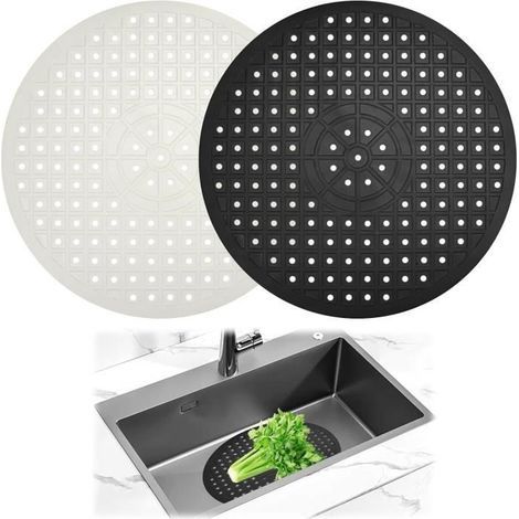 Tappetino per lavello da cucina in 2 pezzi, tappetino per lavello in gomma TPR, tappetino per fondo lavello in gomma, tappetino protettivo per lavello (1/4)