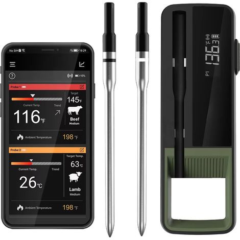 Thermomètre Bluetooth pour Viande – Sonde Cuisson, Application Mobile – Parfait pour BBQ et Four (1/5)