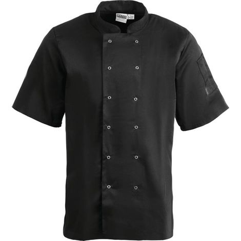 Veste de Cuisine Mixte Vegas Manches Courtes Noire - Whites Chefs Clothing (1/5)