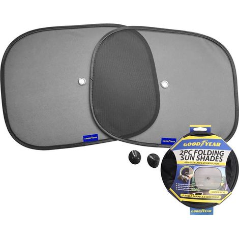 Goodyear 2pc Car Sun Shade Shield Folding Rear Side Window Large Cover UV