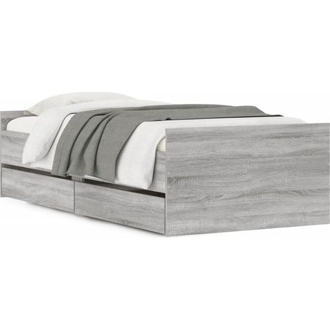 Maison Exclusive - Bettgestell mit Schubladen Grau Sonoma 100x200