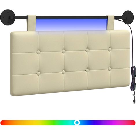 Maison Exclusive - Testiera sospesa Con luce LED Crema Similpelle (1/5)