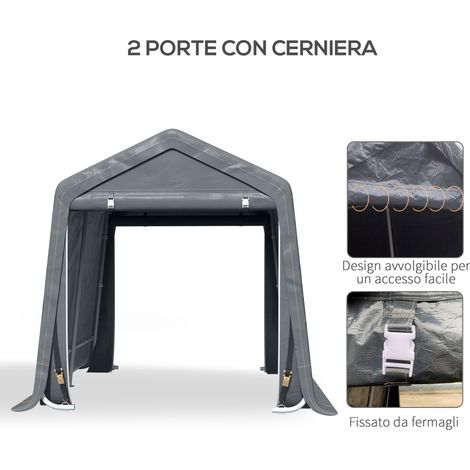Refugio temporal gris oscuro – Protección exterior – Para equipos – 2,74 x 2,29 m