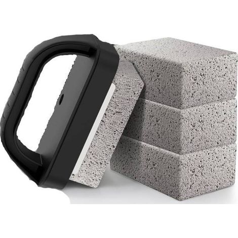 Nettoyant pour gril robuste, brique de nettoyage pour gril avec poignée, pierre ponce pour éliminer les taches sur gril, piscine, évier (lot de 4)