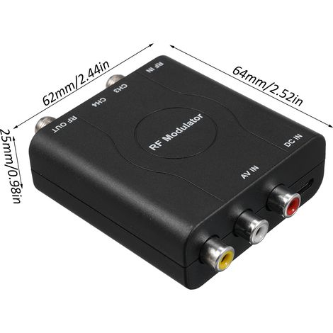 Modulateur RF, convertisseur AV vers RF, adaptateur d'entrée vidéo NTSC canaux 3/4 pour téléviseurs à signaux analogiques, démodulateur VHF HD professionnel pour système CATV. (1/3)