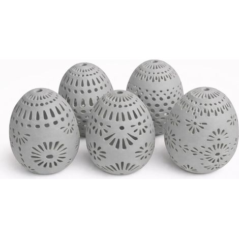 Set mit 5 Ostereiern, graues Durchbruchmuster, Frühlingsdekoration