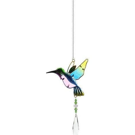Windspiel – Anhänger aus Metall in Form eines bemalten Vogels (1/4)