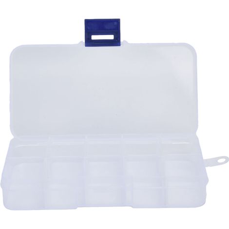 10 transparente Aufbewahrungsboxen aus PP-Kunststoff, 13 x 7 x 2,5 cm, 10 Fächer für Bastelmaterialien und zur Organisation (1/5)