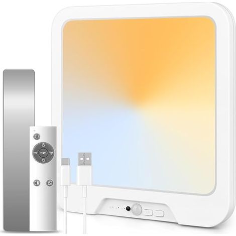 Motion Sensor Ceiling Light, Rechargeable 7000 mAh, 3 Colour Temperatures, Brightness Adjustment, Remote Control with Timer, Suitable for Bathrooms, Garages 18 cm (1/5)