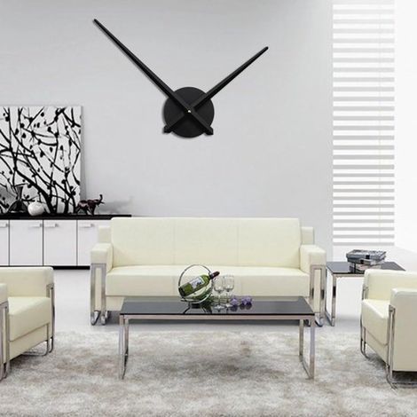 Grande horloge murale noire – Design moderne – Silencieuse – Mouvement quartz – Décoration (1/5)