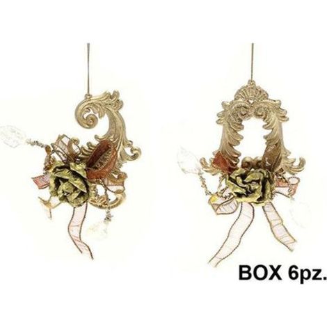 6 ornamenti natalizi assortiti per albero natale - colore oro/bronzo - decorazioni addobbi