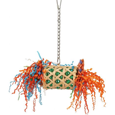 Cesta sorpresa tejida: un juguete natural y colorido para todos los loros (1/4)