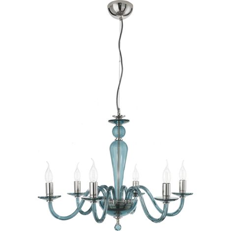 Lampada a sospensione PAGANINI a 6 LUCI in vetro lavorato a mano D70 cm OTTANIO (1/2)