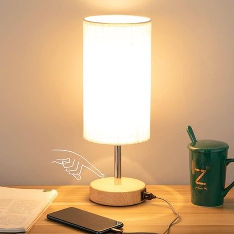 Lampe de chevet avec port USB - lampe de table tactile pour la chambre (1/5)