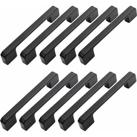 Pair 10 Möbelgriffe, 160 mm Lochabstand – Schwarze Küchentürgriffe, Stangengriffe, Schwarze Küchengriffe, 160 mm