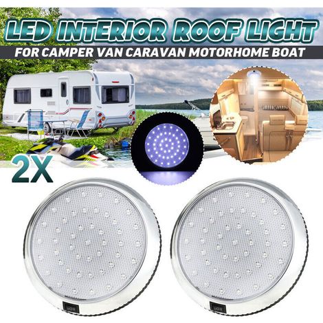Éclairage intérieur de camping-car 12 V LED - Interrupteur marche/arrêt pour camping-car, caravane, camping-car, bateau, blanc froid, surface chromée