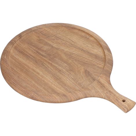 Assiette à pizza en bois zèbre naturel, plat à pain et pâtisserie avec manche, assiette de service occidentale (1/5)