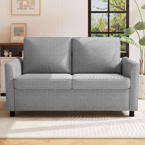 YODOLLA 2 Seater Sofa with Removable Sofa Covers, Modern Double Seat Sofa Loveseat Couch for Livingroom, Light Grey, 136cm